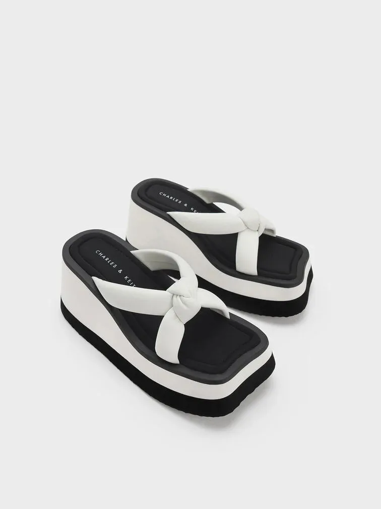 Tana Knotted Crossover Wedges – White