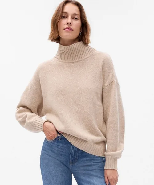 CashSoft cashmere touch mock neck sweater