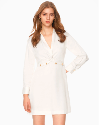 Metallic Button Embellished Twist Front Dress