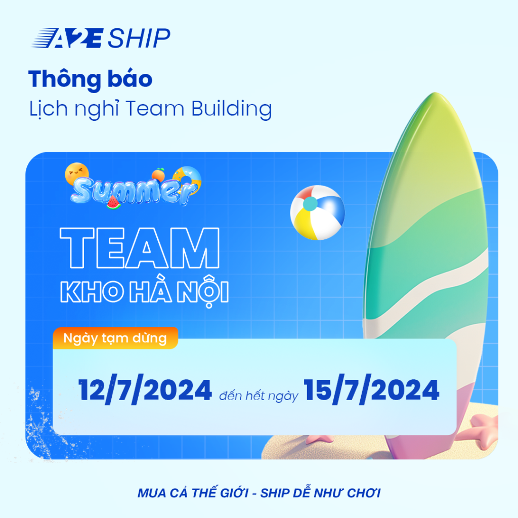Thông báo về việc tạm nghỉ của kho Hà Nội do Hoạt động Teambuilding