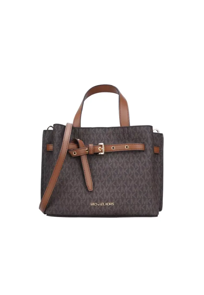 Women’s Dark Brown Signature Pattern Satchel Bag