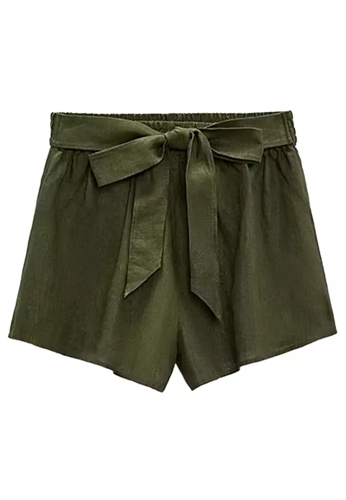 High-Waist Bermuda Shorts with Bow Detail