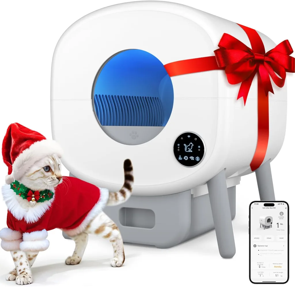 Self Cleaning Litter Box, 95 L Automatic Cat Litter Box Self Cleaning for Multiple Cats, with Safety Protection, App Control