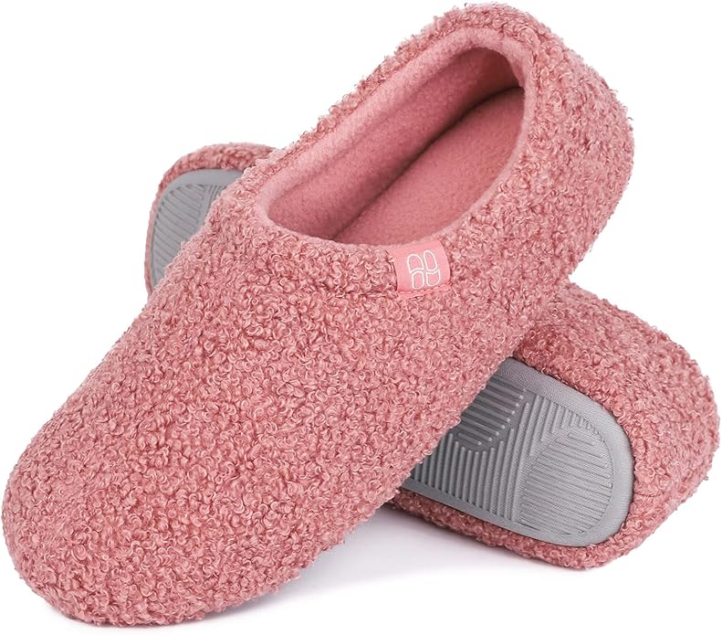 Women’s Fuzzy Curly Fur Memory Foam Loafer Slippers with Polar Fleece Lining