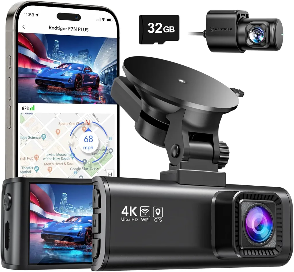 Dash Cam Front Rear, 4K/2.5K Full HD Dash Camera for Cars