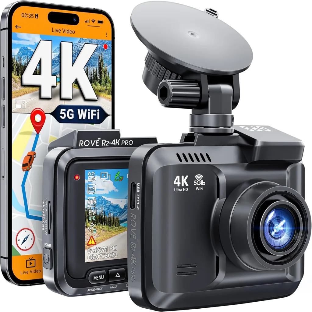 R2-4K PRO Dash Cam, Built-in GPS, 5G WiFi Dash Camera for Cars, 2160P UHD 30fps Dashcam with APP