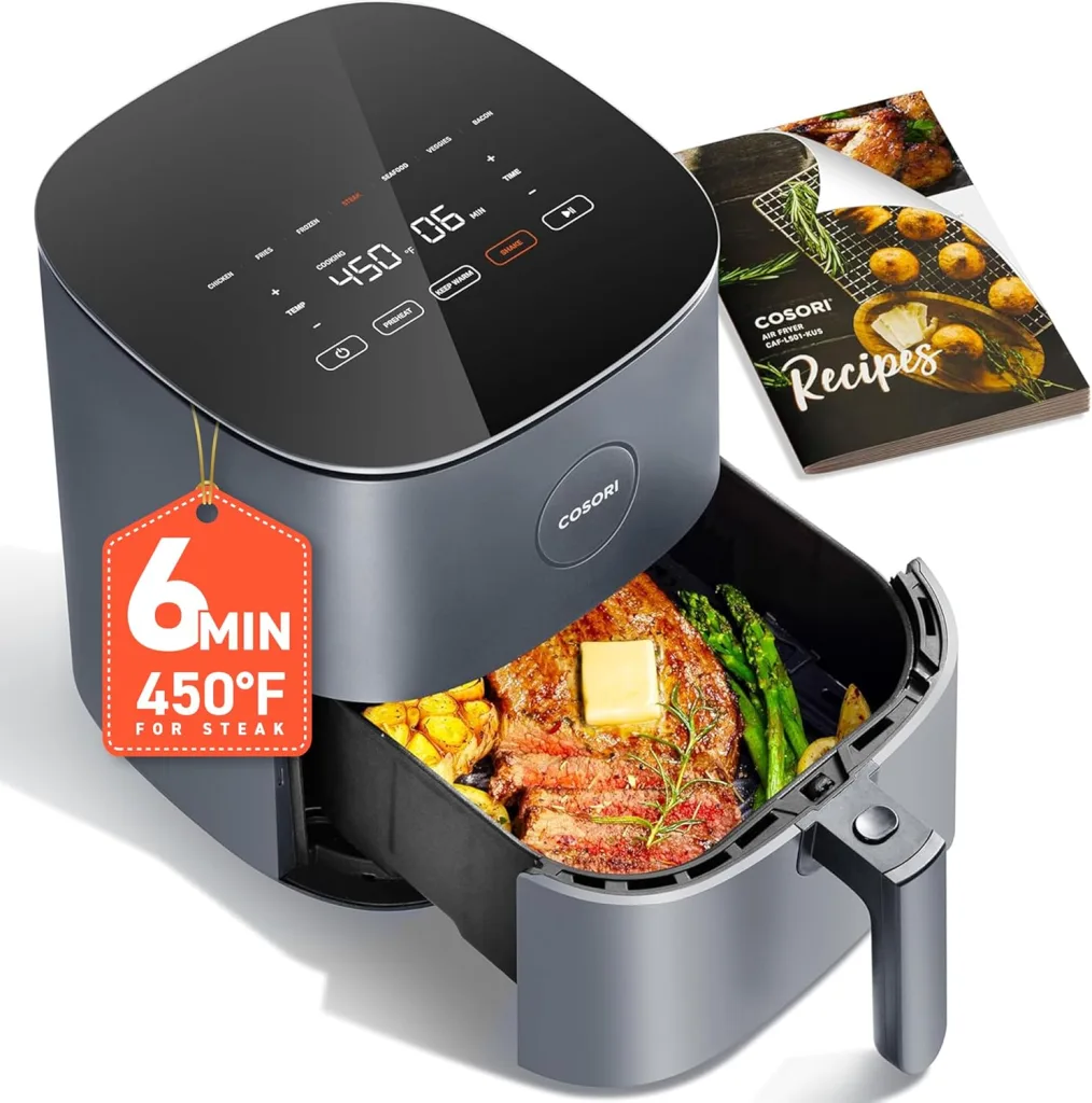 Air Fryer 9-in-1, Compact 5-Qt, Perect for Meat Enthusiasts with 450°F Max Heat Function