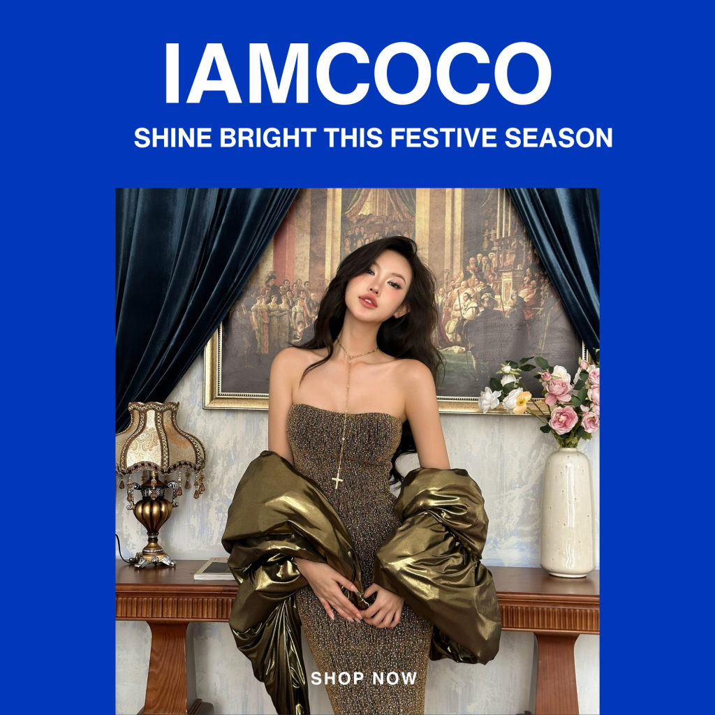 IAMCOCO Golden Muse Dress: Shine Bright This Festive Season