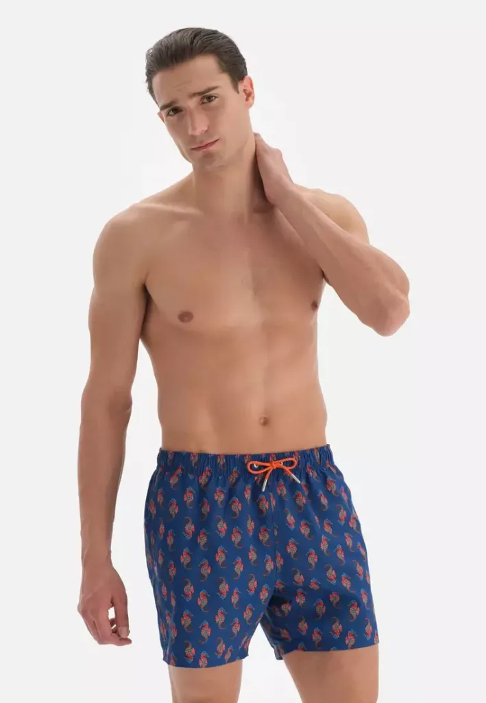 Navy Shorts, Animal Printed, Short Leg, Swimwear for Men