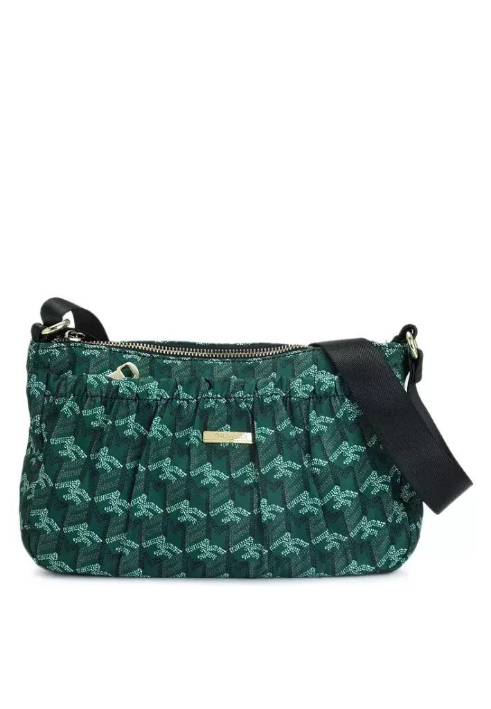 Pleated Printed Nylon Sling Bag