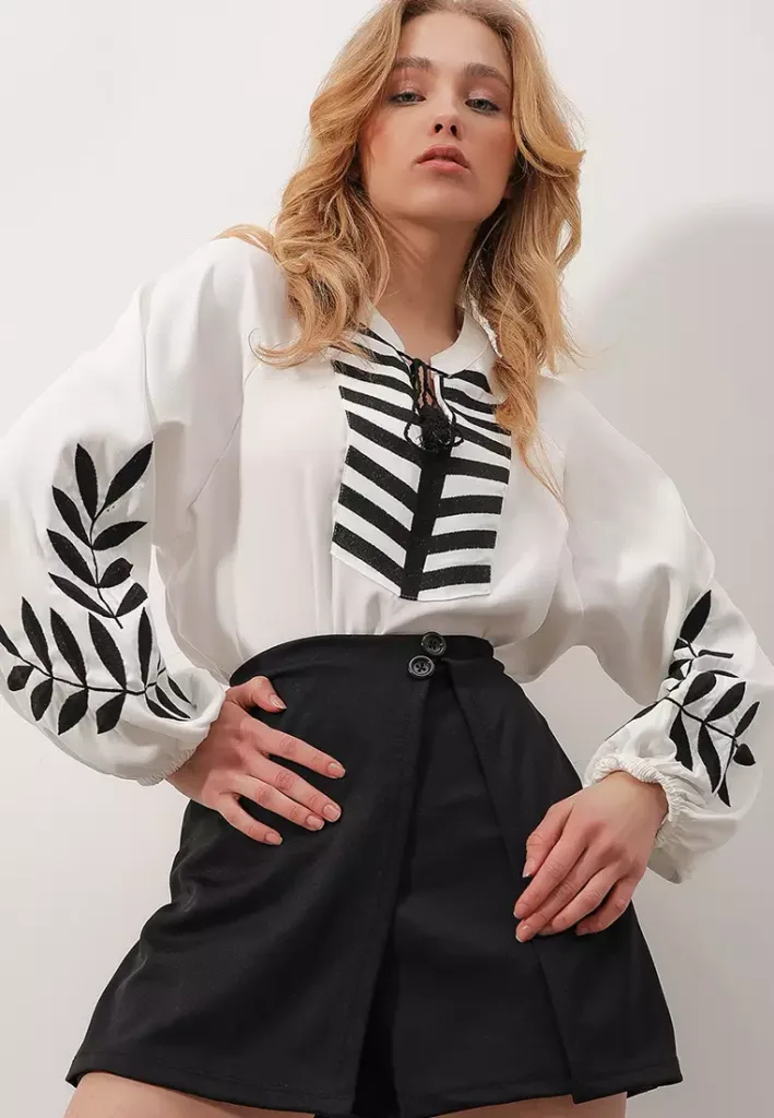 Oversized Embroidery Detail Blouse