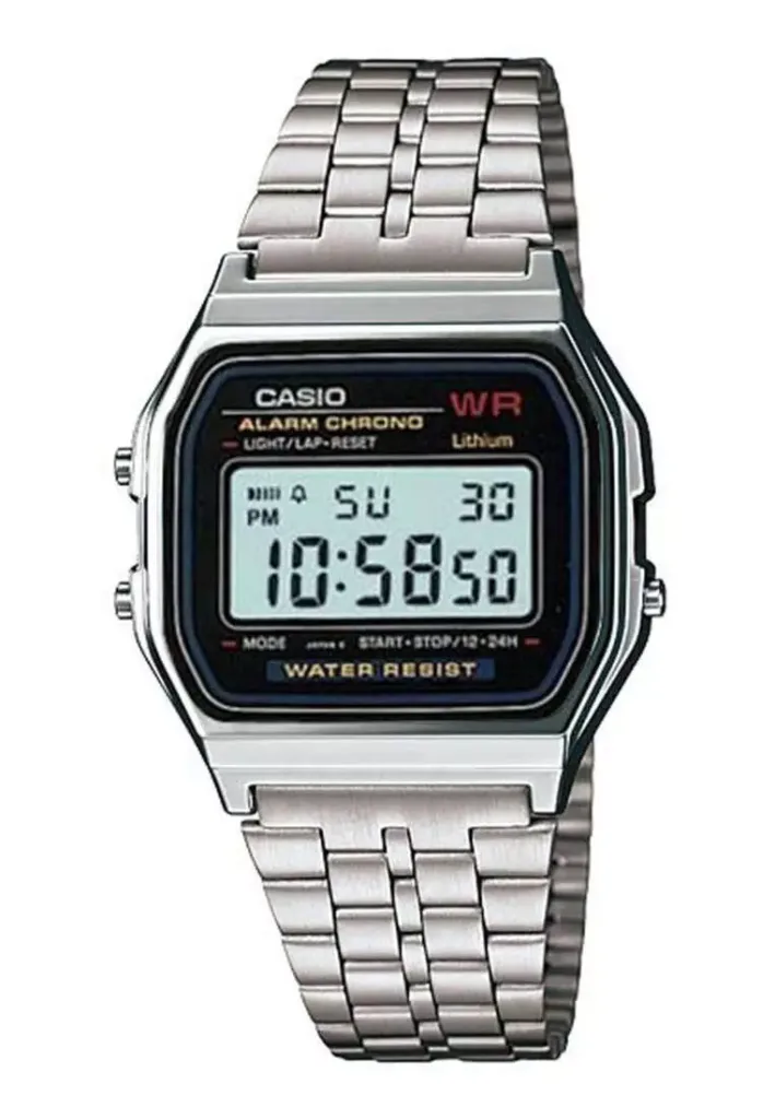 Vintage Men Digital Watch A159W-N1 Silver Stainless Steel Strap