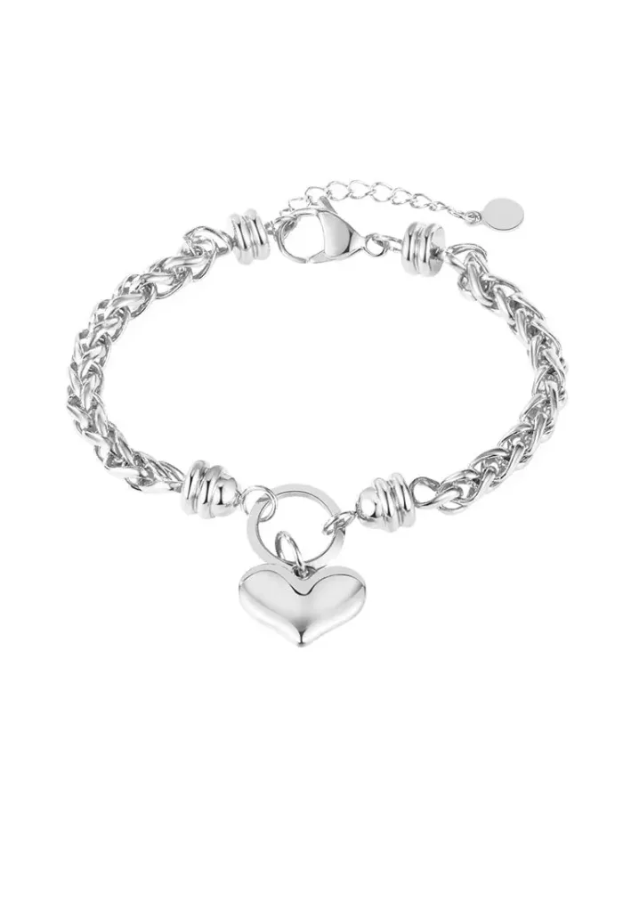 Lovene Heart Love Pendant Bracelet in Silver