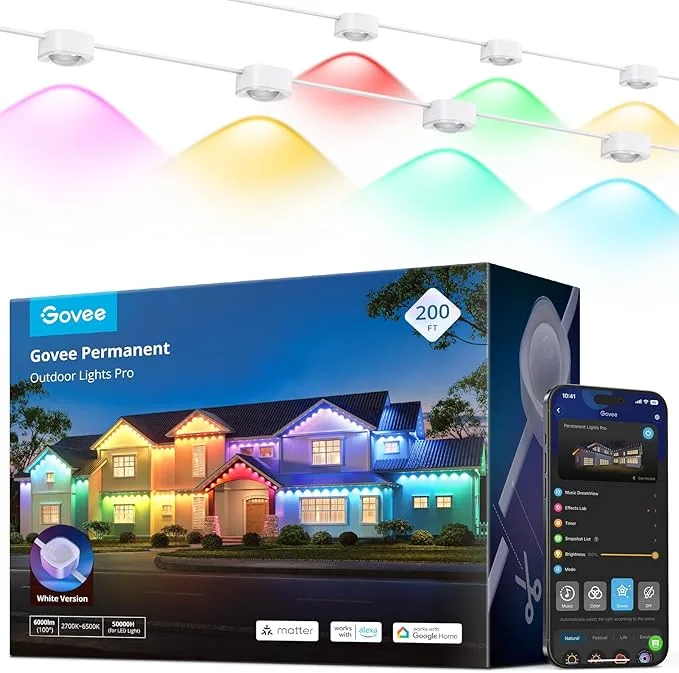 Purchased through A2EShip Ship For Me/ Buy For Me (Black Friday Deal):Govee Permanent Outdoor Lights Pro, 200ft with 120 RGBIC LED Lights for Daily and Accent Lighting