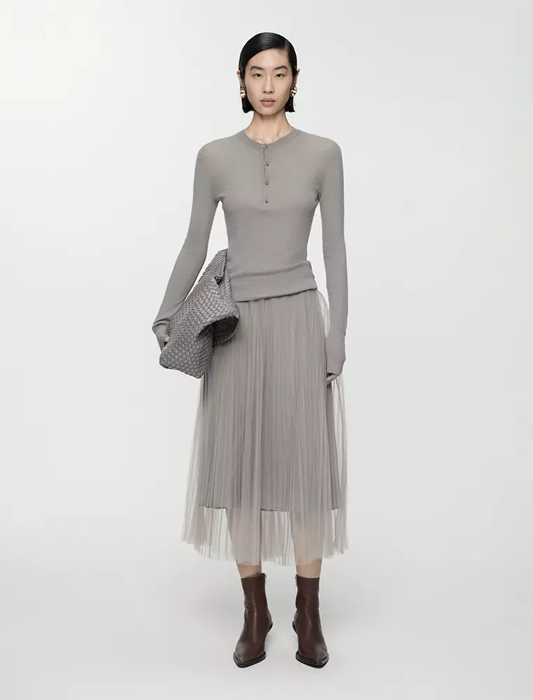 A2EShip Buy for me/ Ship for me mua hộ: Jnby Straight Cut Pleated Long Waist Skirt
