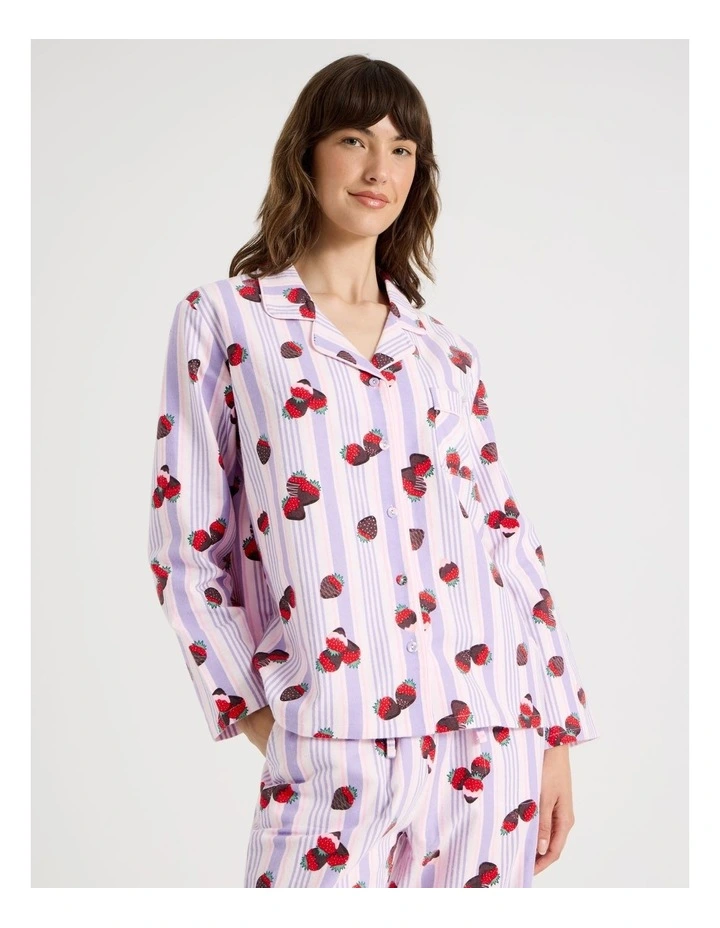 A2ESHIP-DỊCH VỤ MUA HỘ QUỐC TẾ Soho Flannelette Pyjama Set in Strawberry Stripe Print