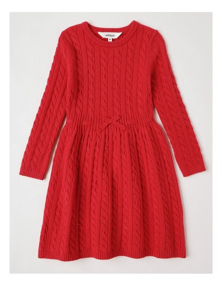 A2ESHIP-DỊCH VỤ MUA HỘ QUỐC TẾ Milkshake Long Sleeve Cable Knit Dress in Red
